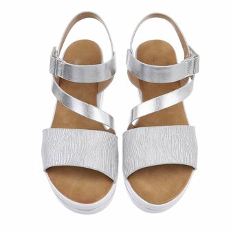 Dames wedge sandalen met sleehakken - zilver