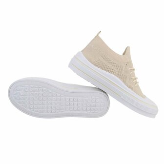 Dames instap sneakers / slip-on gympen - beige