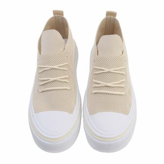 Dames instap sneakers / slip-on gympen - beige