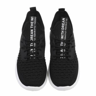 Dames instap sneakers / slip-on instappers - zwart