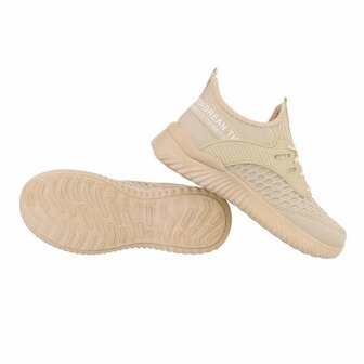 Dames instap sneakers / slip-on instappers - beige
