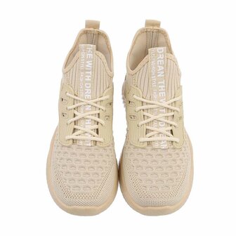 Dames instap sneakers / slip-on instappers - beige