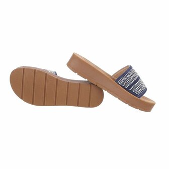 Dames slippers met strass - blauw