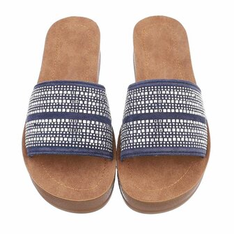 Dames slippers met strass - blauw