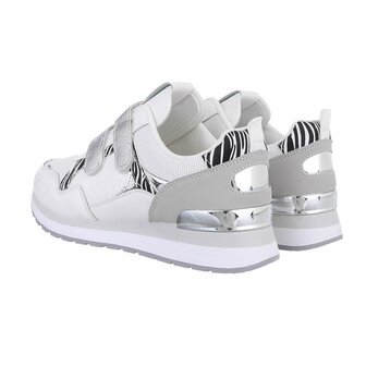 Dames sneakers / lage gympen met klittenband - wit zebra