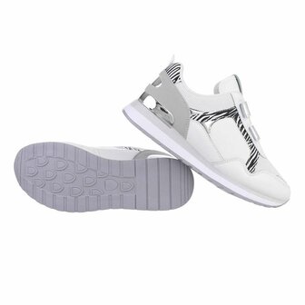 Dames sneakers / lage gympen met klittenband - wit zebra