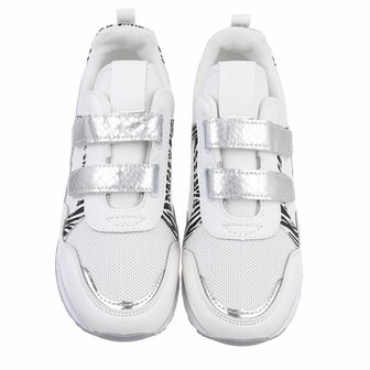 Dames sneakers / lage gympen met klittenband - wit zebra