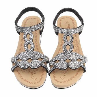 Dames sandalen met strass - zwart