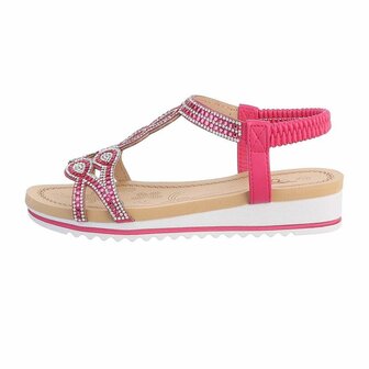 Dames sandalen met strass - fuchsia / roze