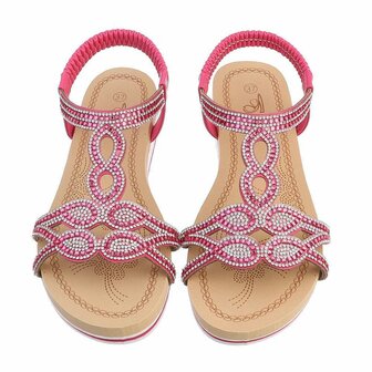 Dames sandalen met strass - fuchsia / roze