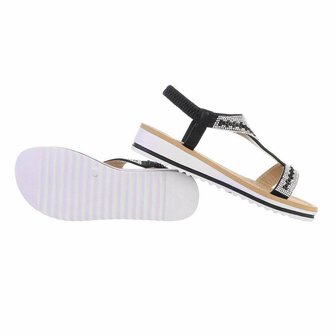Dames sandalen met strass - zwart