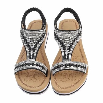 Dames sandalen met strass - zwart