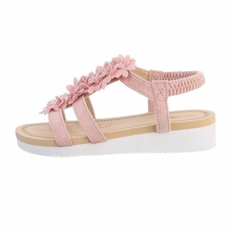 Dames sandalen met bloemen - roze
