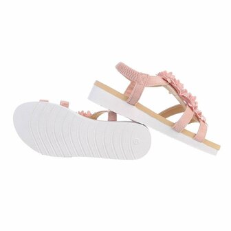 Dames sandalen met bloemen - roze