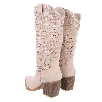 Dames cowboy laarzen / hoge western boots su&egrave;de-look - beige