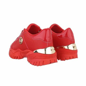 Dames chunky sneakers met dikke zolen - rood