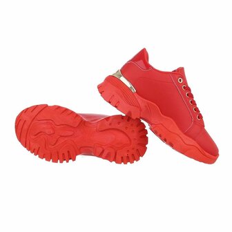 Dames chunky sneakers met dikke zolen - rood