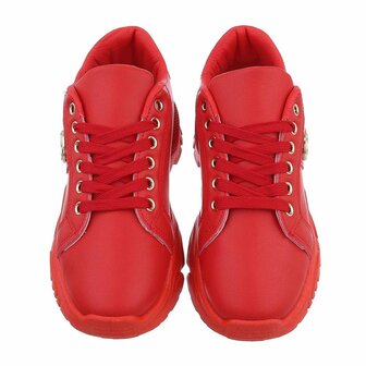 Dames chunky sneakers met dikke zolen - rood