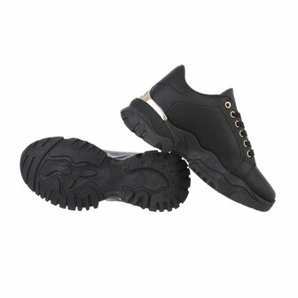 Dames chunky sneakers met dikke zolen - zwart