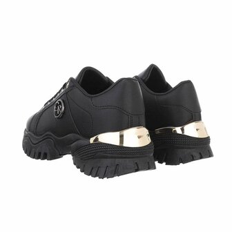 Dames chunky sneakers met dikke zolen - zwart