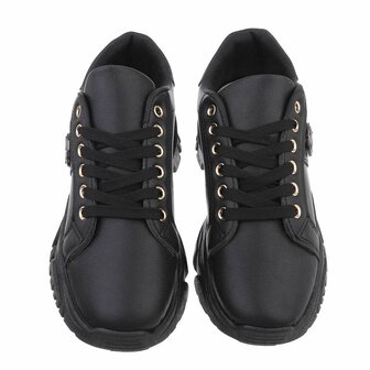 Dames chunky sneakers met dikke zolen - zwart