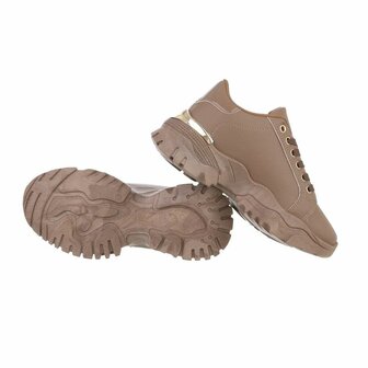 Dames chunky sneakers met dikke zolen - bruin
