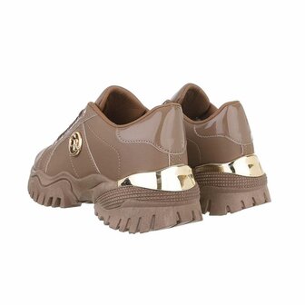 Dames chunky sneakers met dikke zolen - bruin