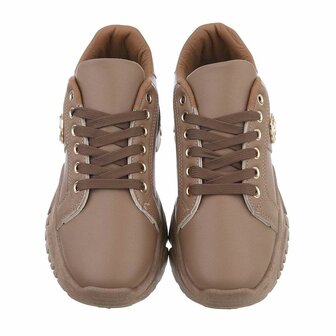 Dames chunky sneakers met dikke zolen - bruin
