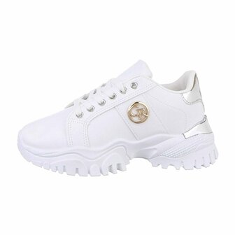 Dames chunky sneakers met dikke zolen - wit