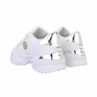 Dames chunky sneakers met dikke zolen - wit