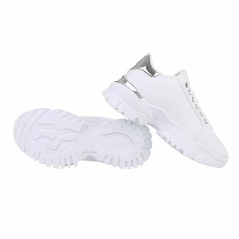 Dames chunky sneakers met dikke zolen - wit