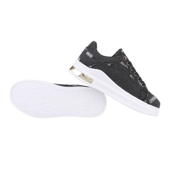 Dames denim sneakers / gympen van spijkerstof - zwart