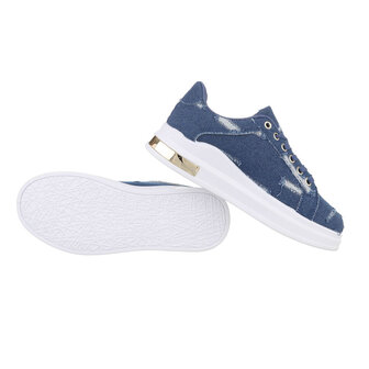 Dames denim sneakers / gympen van spijkerstof - donkerblauw