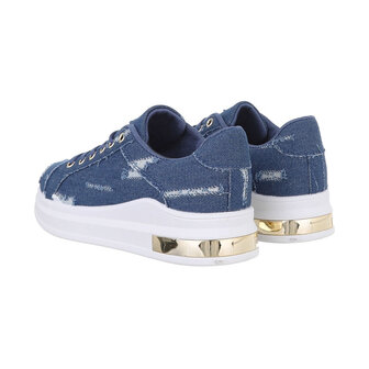 Dames denim sneakers / gympen van spijkerstof - donkerblauw