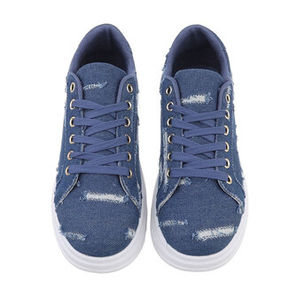 Dames denim sneakers / gympen van spijkerstof - donkerblauw