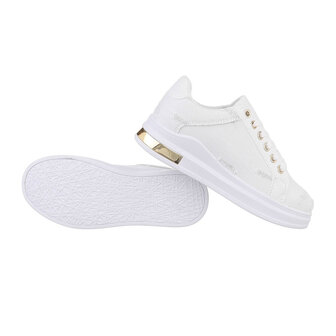 Dames denim sneakers / gympen van spijkerstof - wit