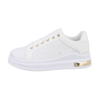 Dames denim sneakers / gympen van spijkerstof - wit