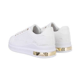 Dames denim sneakers / gympen van spijkerstof - wit