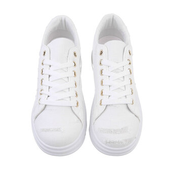 Dames denim sneakers / gympen van spijkerstof - wit