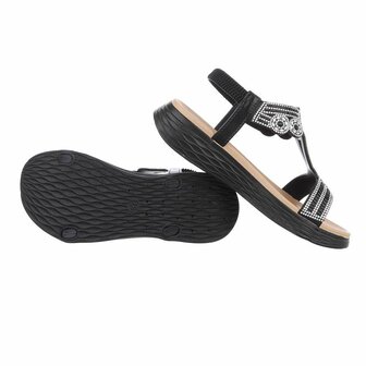 Dames sandalen met strass - zwart