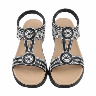 Dames sandalen met strass - zwart