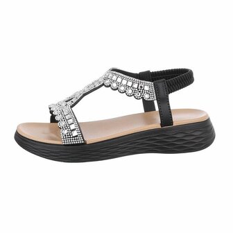 Dames sandalen met strass - zwart