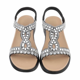 Dames sandalen met strass - zwart