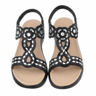 Dames sandalen met strass - zwart