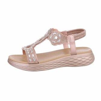 Dames sandalen met strass - ros&eacute;