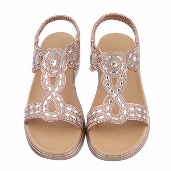 Dames sandalen met strass - ros&eacute;