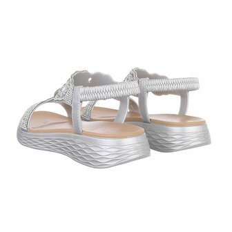 Dames sandalen met strass - zilver