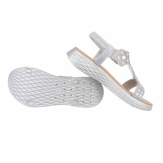 Dames sandalen met strass - zilver