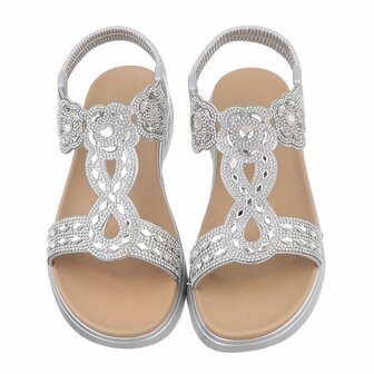 Dames sandalen met strass - zilver