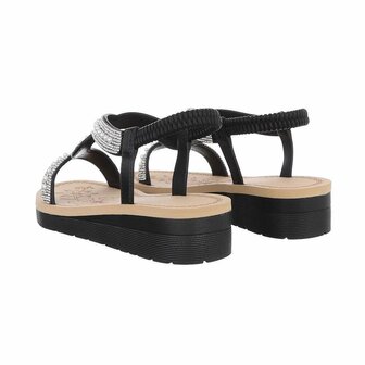 Dames sandalen met strass - zwart